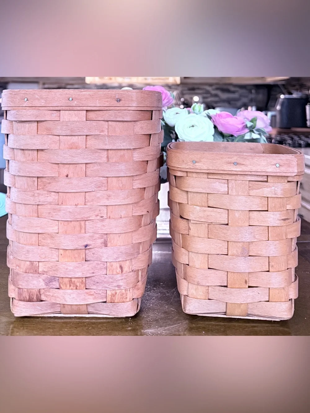 Vintage Longaberger Basket Set of 2 Large 1996 Small 1994 Signed Woven